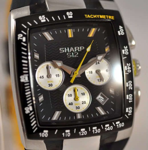 NEW SPORTY SHARP S12 TECH TACH CHRONOGRAPH RUBBER WATCH  