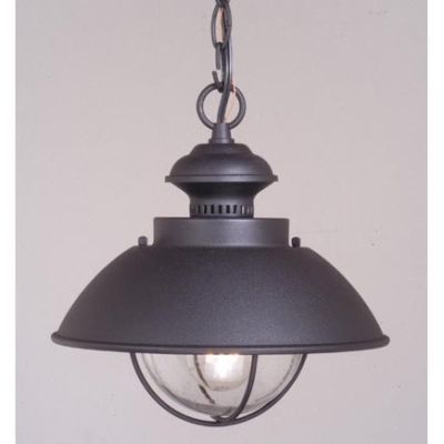 NEW 1 Light Nautical Outdoor Pendant Lighting Fixture, Black, Clear 