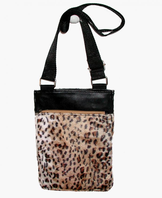 NEW BLACK BEIGE LEOPARD ANIMAL PRINT HANDBAG PURSE TOTE  