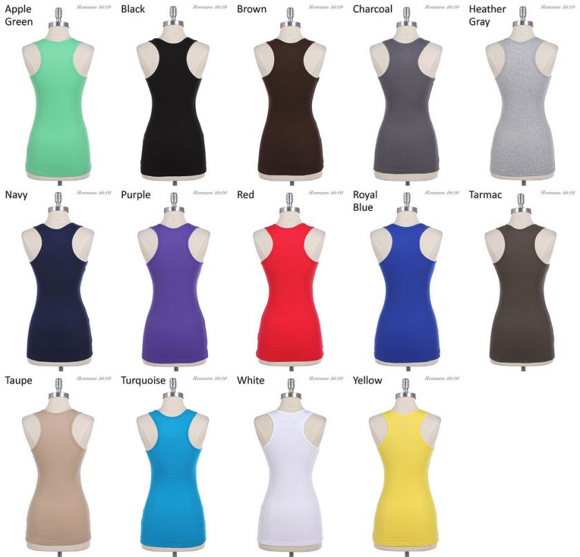 Basic Solid Sleeveless Sports Tank Top Racer Back VARIOUS COLOR and 