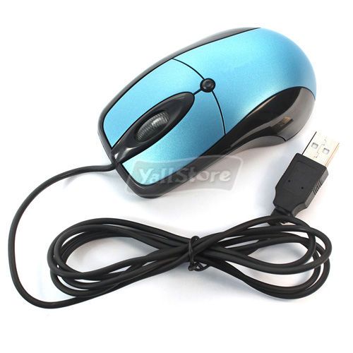 PC Computer USB Wired Optical Desktop Mouse Blue C100  