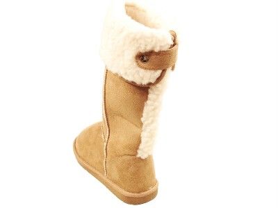 TRENDS UP BOBO WOMENS TAN MID SHAFT SHERPA TRIM ESKIMO BOOT  