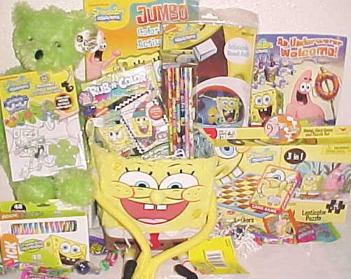 NEW SPONGE BOB TOY GIFT BASKET EASTER TOYS PLUSH DOLL  