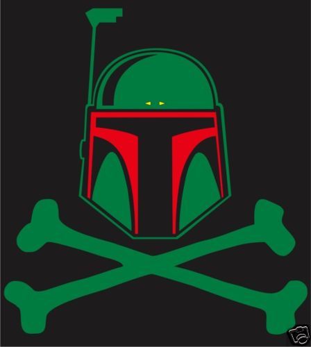 STAR WARS T  shirt Boba Fett Crossbones Black  