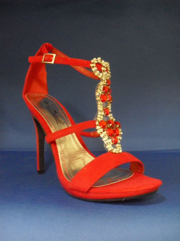 ANNE MICHELLE BOMBSHELL 16 RED JEWEL HEEL  