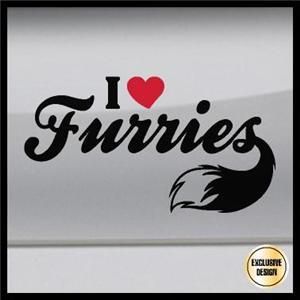 Heart Furries Decal, Love Furry Fandom Tail Sticker  