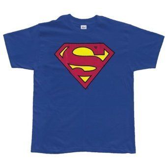 Superman Classic Logo T Shirt Blue DC Comic Superhero  