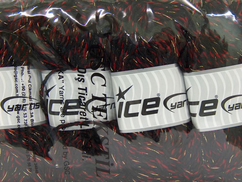   Skeins ICE SALE MOHAIR WOOL BLEND (10% Wool) Yarn Red Black Gol  