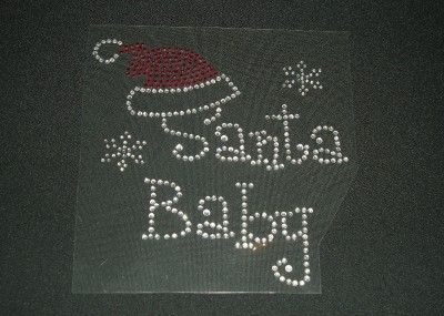 Christmas Santa Baby Rhinestone Iron On Transfer Bling  