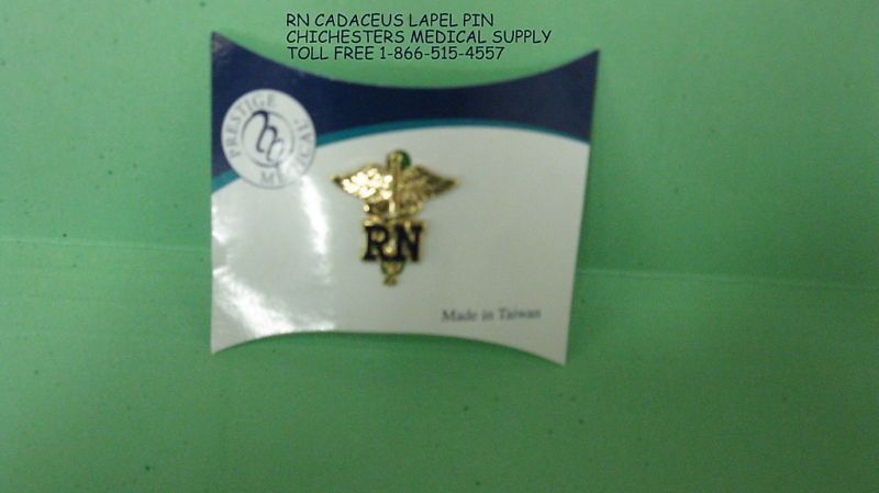 RN REGISTERED NURSE LAPEL PIN CADUCEUS GOLD  