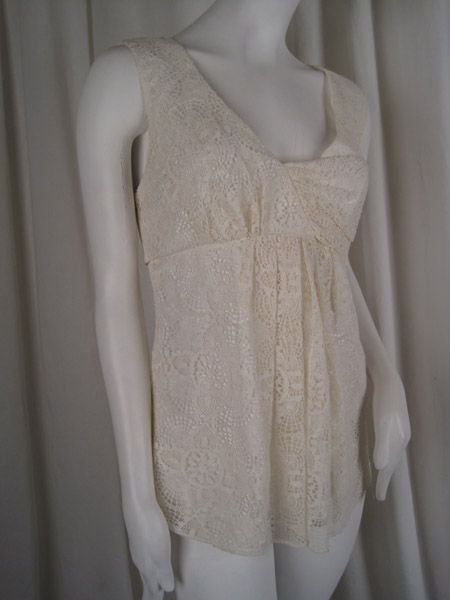 240 Cynthia Steffe Top Crochet Blouse 10 M #0004SW  