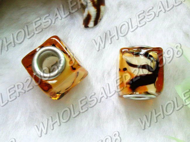 36PCS Square Lampwork Glass Spacer Beads 5MM Hole 08A13  