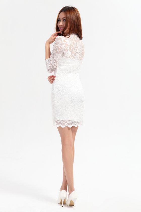 Spring 2012 New Women Vintage Pattern crocheted lace Ultra  Slim Dress 