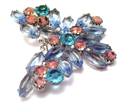   Large Brooch Pin Open Back Rhinestone Butterfly Figural Jewelry  