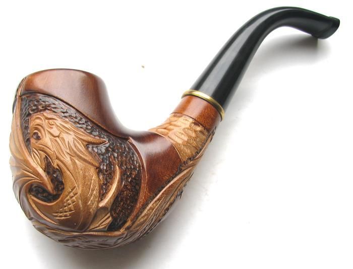 UKRAINE Briar HAND CARVED Tobacco Smoking Pipe DRAGON  