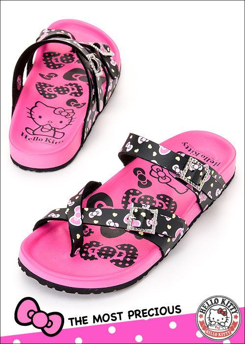 Sanrio Hello Kitty Ladys Beach Slippers Flip Flops White, Black Peach 