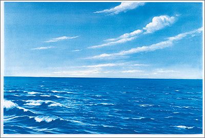 BETTY LUKENS LARGE WATER SKY UNMT BACKGROUND FLANNEL  