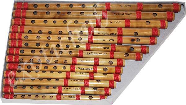   BAMBOO FLUTE SET~SHEHNAI~SITAR~TABLA~TANPURA~TRUMPET~HARMONIUM~DRUMS