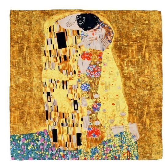 ART 100% Silk Oil Painting Scarf Wrap Gustav Klimts The Kiss in 