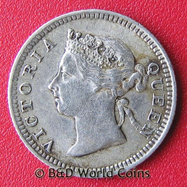 HONG KONG 1899 5 CENTS SILVER QUEEN VICTORIA 15.5mm  