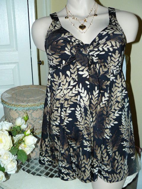 PENBROOKE SWIMDRESS Plus Size TAUPE/BROWN Classy VACATION CRUISE 