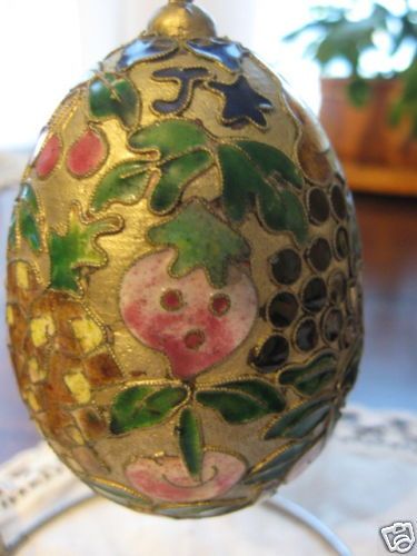 Cloisonne Egg Beautiful Decorative Hanging Large EUC  