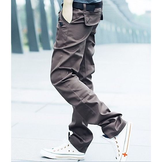 Mens Stylish Comfort Casual Slim Fit Pants Trousers Black/Coffee/Gray