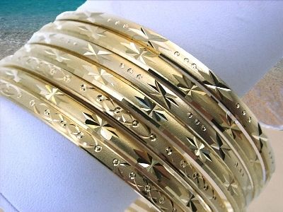 CHILD SZ Mexican Gold Plated THIN BANGLES SEMANARIO  