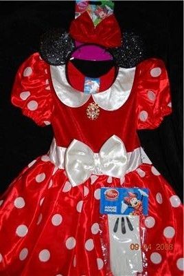  Minnie Mouse Costume RED Dress Ears Gloves  