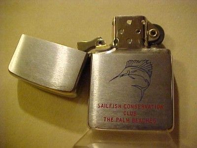 1960 Zippo Lighter   Line Drawn Rare Variation Double Line Sailfish 