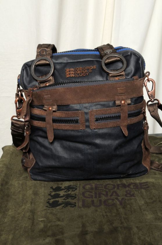   Navy+Brown Canvas+Suede COUNTESS OF COUNTLESS Bag Handbag Purse  