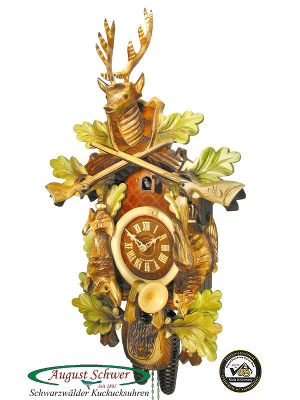 Up for auction genuine hand made Black Forest cuckoo clock. New 