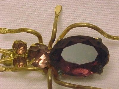 Egyptian Revival SCARAB BEETLE PIN w AMETHYST STONES  