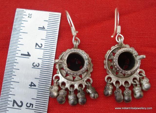 ANTIQUE TRIBAL OLD SILVER EAR PLUG EARRINGS RAJASTHAN  