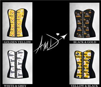 SEXY CUSTOM MADE NFL PITTSBURGH STEELERS BANDEAU CORSET  