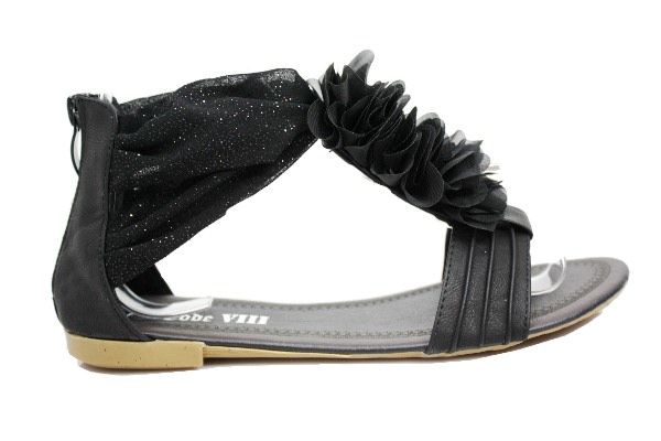 Penny   XIII Glitter Ruffle Open Toe Sandal   Black