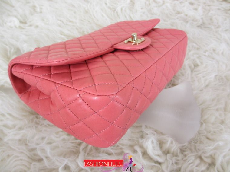 Authentic CHANEL Pink Lambskin Valentine Limited Edition Medium Flap 
