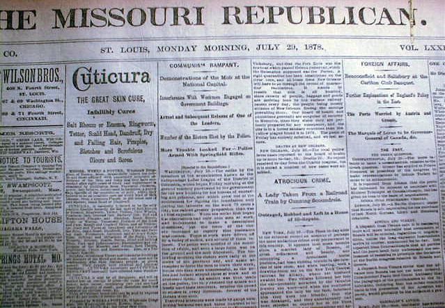 Orig 1878 newspaper St Louis MISSOURI Jesse James era  