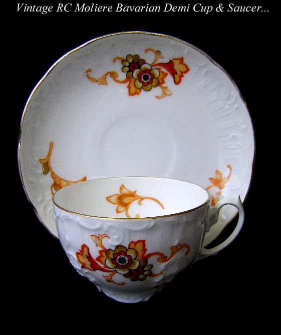 VINTAGE RC MOLIERE BAVARIA DEMITASSE CUP AND SAUCER SET  