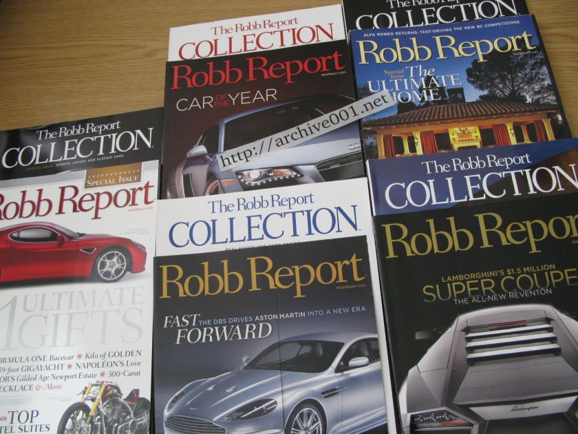 Robb Report 2008 LOT Jan Feb Mar Apr Luxury Magazine Collection Dec 