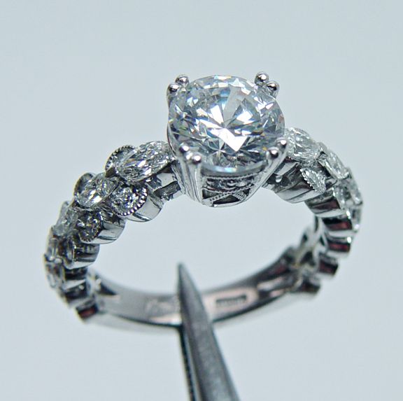RINA LIMOR Platinum Diamond Engagement Ring Mounting SemiMount Setting 