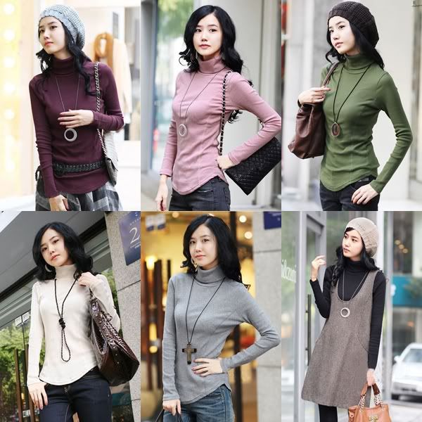   Outfit New Korean Womens Clothing High necked Render Sweater 6 Color