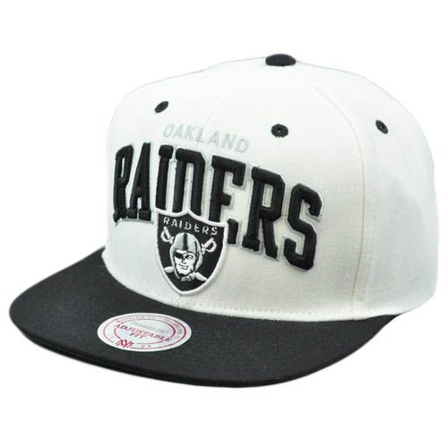 NFL Mitchell & Ness Throwback Logo Arch Snapback Cap Hat Oakland 