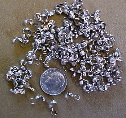 silver color clam shell bead tips 144 pc lot fpc033  