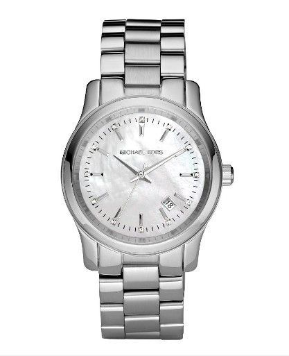 MICHAEL KORS SILVER TONE S/STEEL,MOP DIAL WATCH MK5338 NEW  