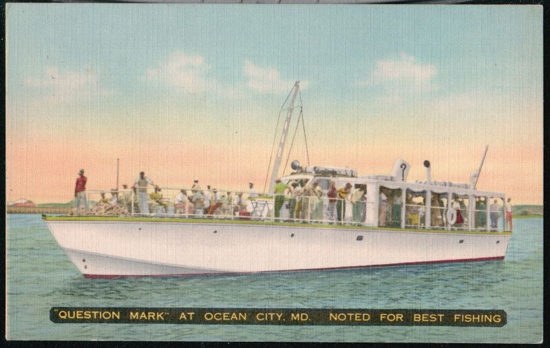   MD Fishing Boat Question Mark ? Vtg Linen Postcard Early Old Maryland