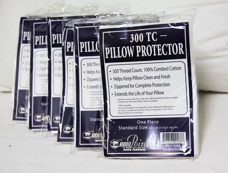 300TC STANDARD COTTON COVER ZIPPERED PILLOW PROTECTOR  