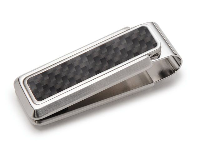 Clip Stainless Steel & Black Carbon FIber Money Clip  