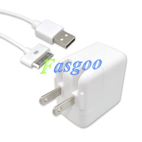 10W USB Wall Charger Adapter+Cable For iPod iPad 1/2 iPhone 4/3GS/3G 