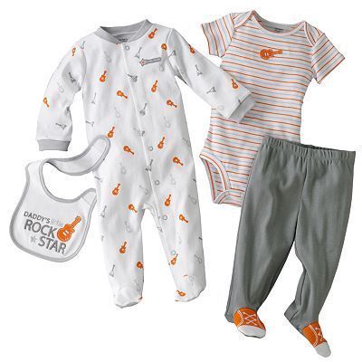 New Carters 4 Piece Boy Layette Set Guitar ROCK STAR  